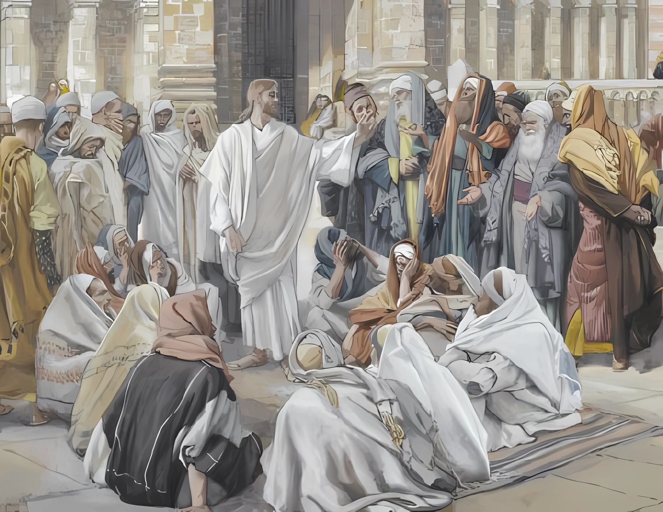 Les Pharisiens questionnent Jésus.